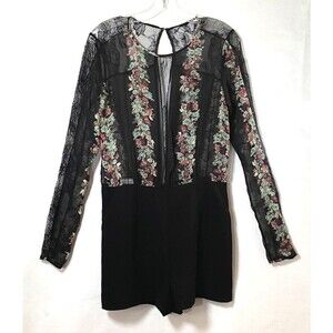 BCBGeneration Floral Lace Sheer Romper Size 6 Multicolor FQG9D017 Flaw Read